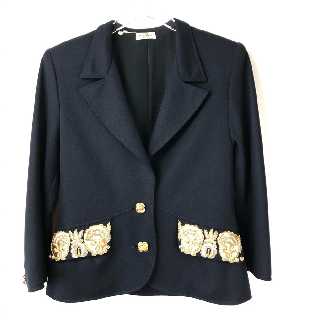 VTG Valentino Gold Rose Embroidered Blazer